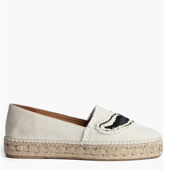 Zadig & Voltaire Canvas Espadrille Slip on Flat, Cream/Black, Size 11, NWOT - Picture 13 of 16
